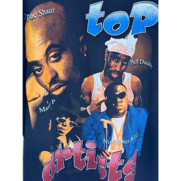 Rap Tee 90s Tupac Notorious B.I.G Vintage Reprint Single Stitch T-shirt - Picture 2 of 6